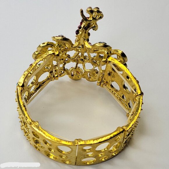 Multicolored Crystal Peacock Bracelet Stretchable Peacock Cuff Bracelet - Picture 9 of 11